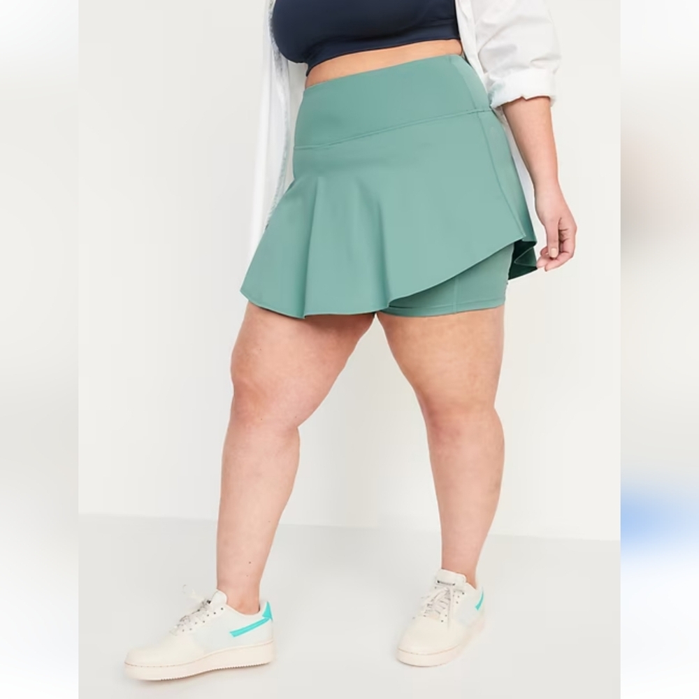 NWT Old Navy Extra High Rise Pleated Powersoft Athletic 4X Skort Green Z-2568
